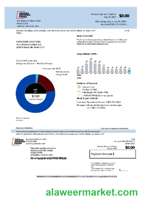 USA Michigan electricity business utility bill template in Word and PDF formats